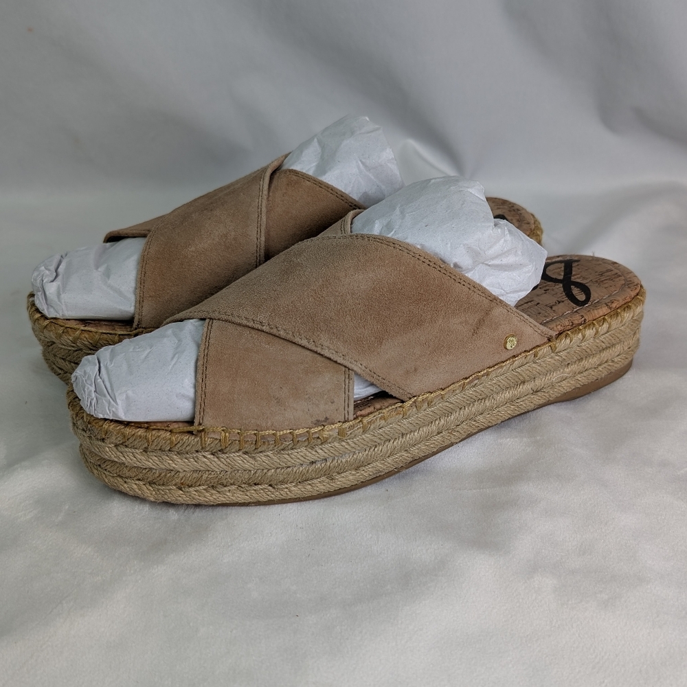 🌷GUC Sam Edelman Women's Natty Tan/Natural Espadrille Platform Sandals, Size 10